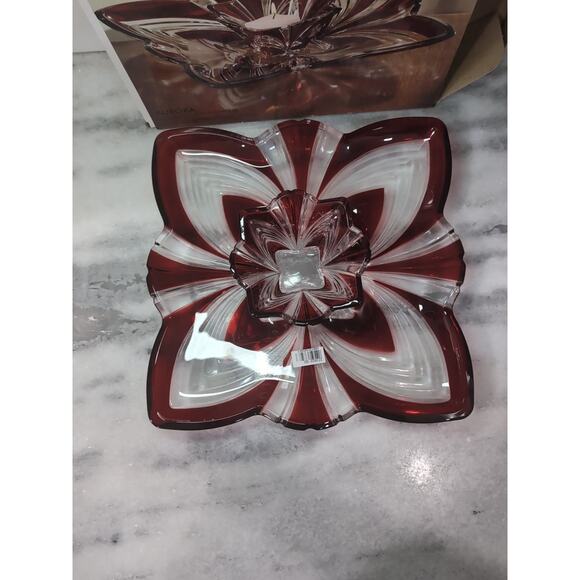 Fifth Avenue Crystal Aurora Chip & Dip Dish, Crystal Serving Dish, Plomb Dish‎ - Picture 7 of 12